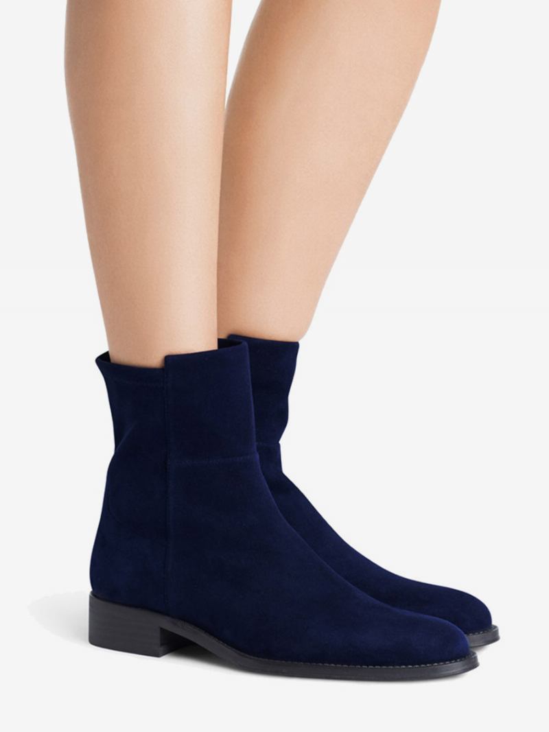 Botas Femininas Cano Curto Com Bico Fino - Azul