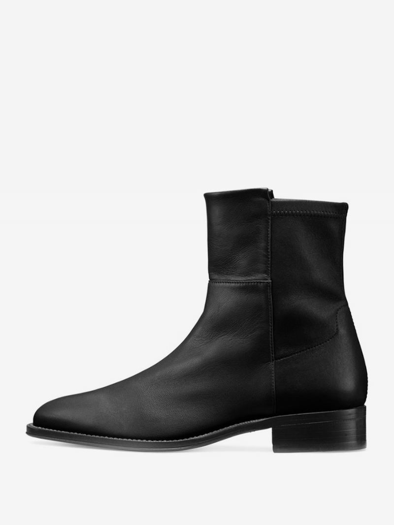 Botas Femininas Cano Curto Com Bico Fino - Pu Preto