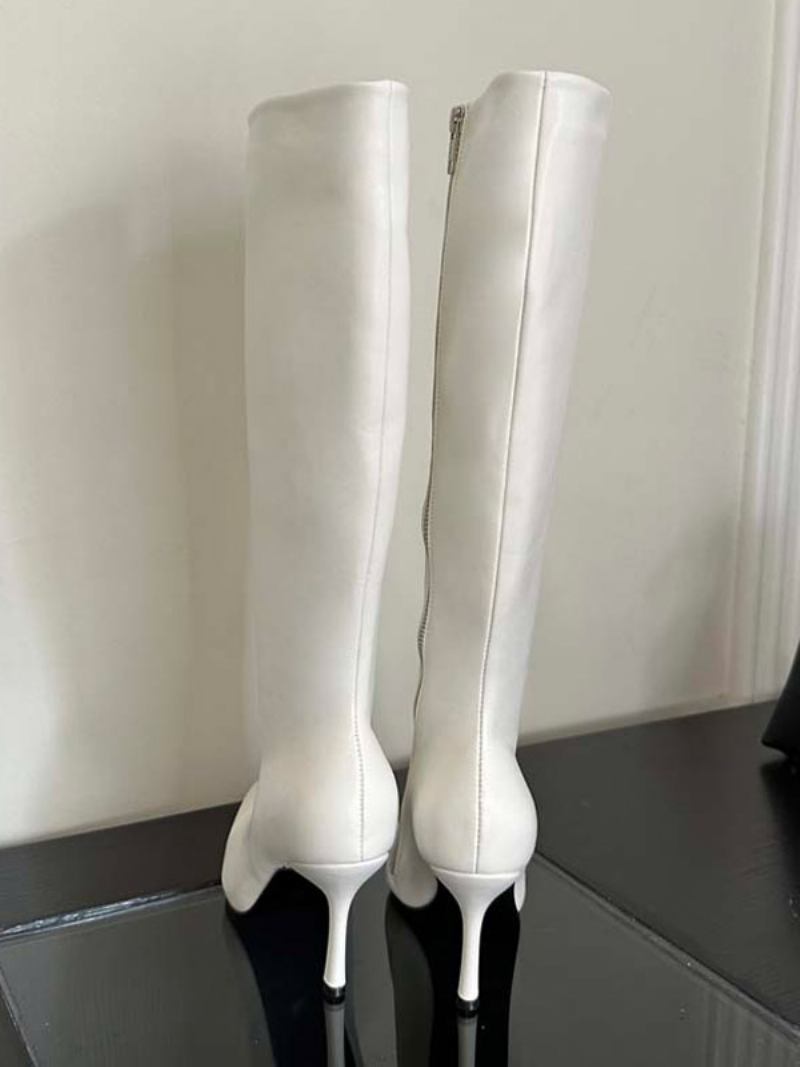 Botas Femininas Chiques Com Salto Agulha - Branco