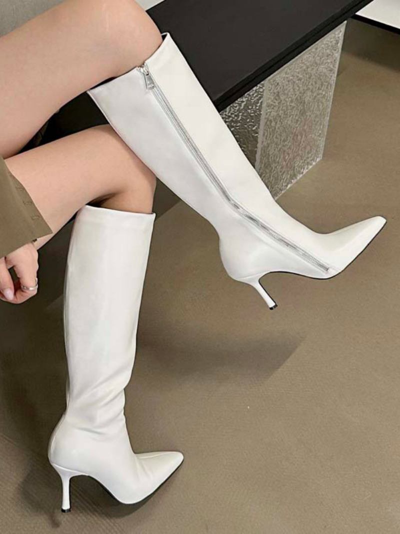 Botas Femininas Chiques Com Salto Agulha - Branco