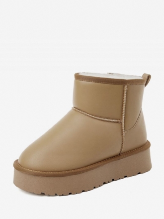 Botas Femininas Neve Com Bico Redondo E Damasco Inverno