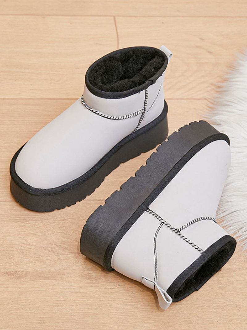 Botas Femininas Neve Com Bico Redondo E Inverno