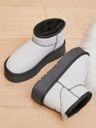 Botas Femininas Neve Com Bico Redondo E Inverno