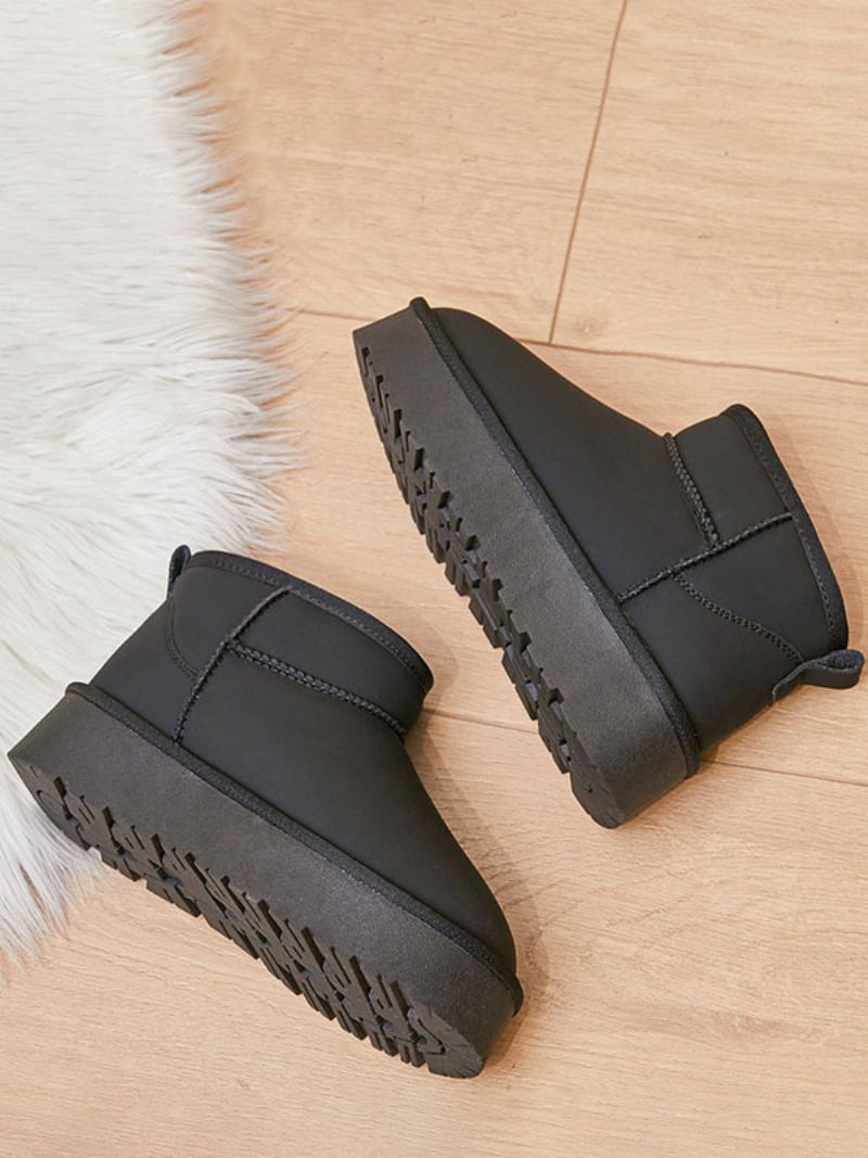 Botas Femininas Neve Com Bico Redondo E Inverno - Preto