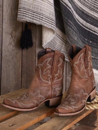 Botas Femininas Ocidentais Cowboy Bordadas