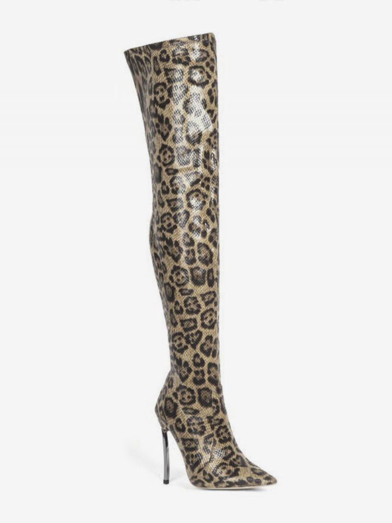 Botas Femininas Salto Alto Com Estampa Leopardo - Leopardo