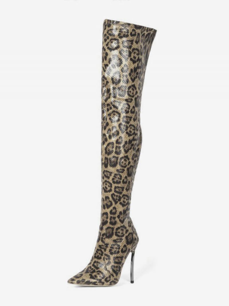 Botas Femininas Salto Alto Com Estampa Leopardo - Leopardo