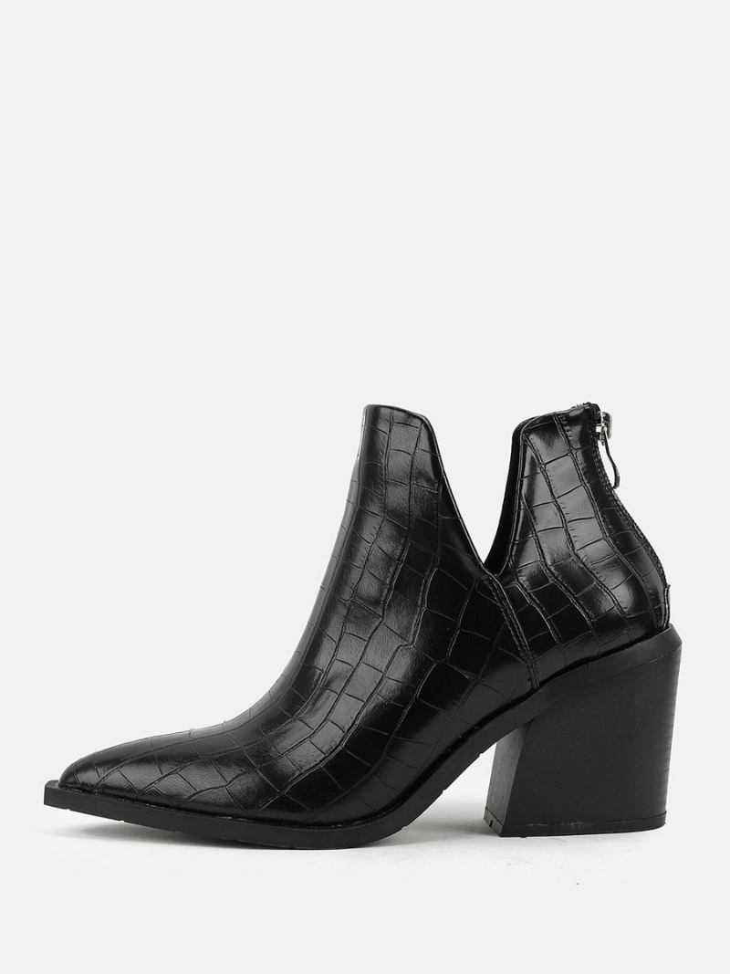 Botas Femininas Salto Grosso E Bico Fino - Preto