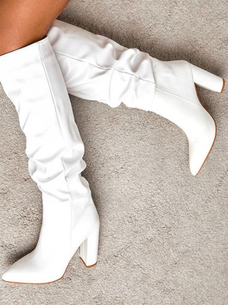 Botas Femininas Salto Grosso E Desleixado - Branco