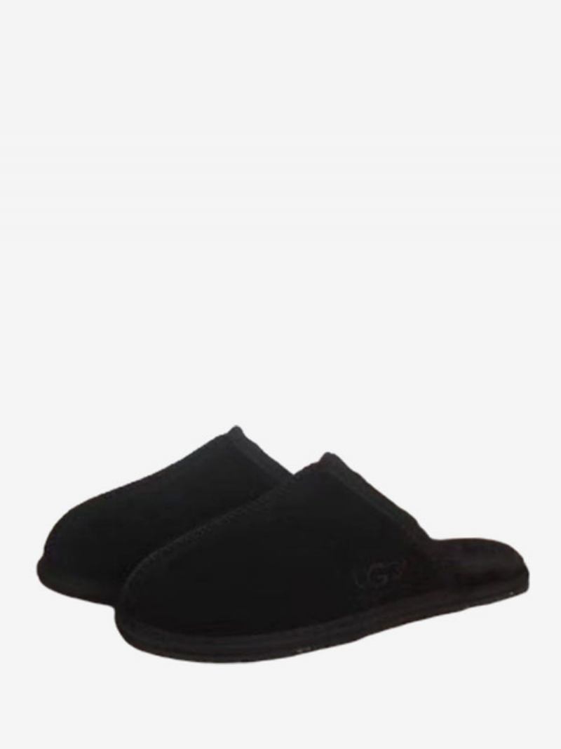 Botas Neve Inverno Para Mulheres Sem Costas Com Bico Redondo - Preto