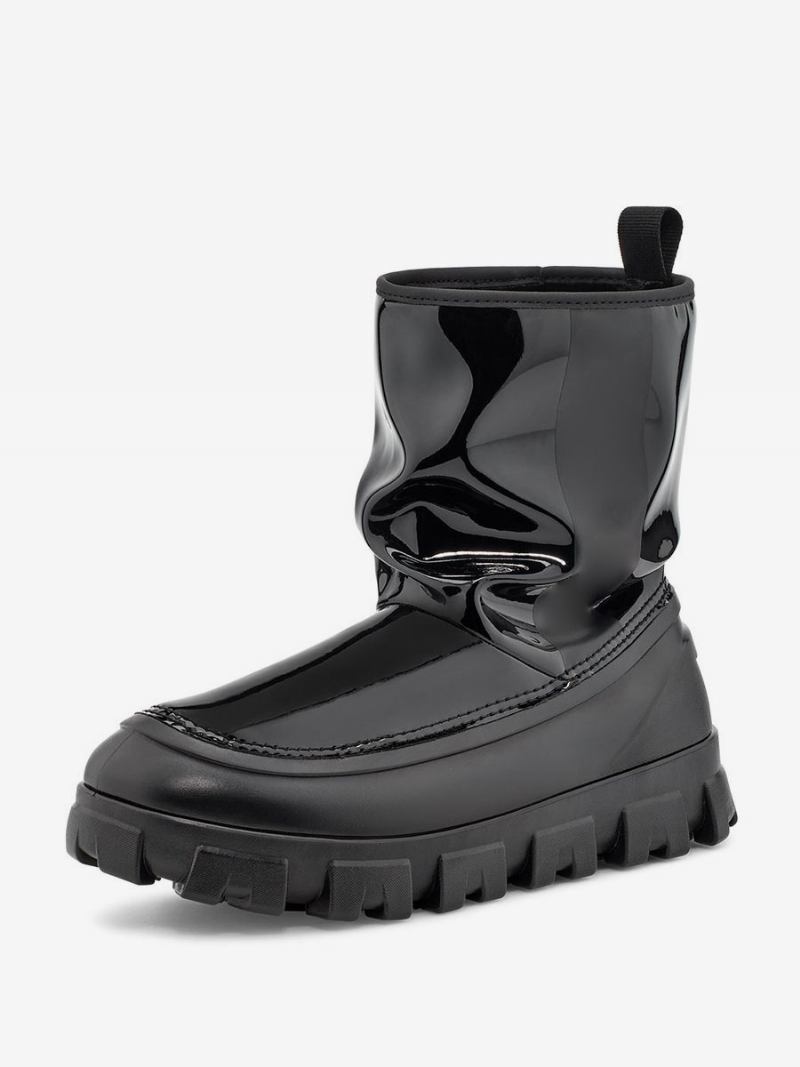 Botas Neve Pretas Femininas Com Bico Redondo E Inverno