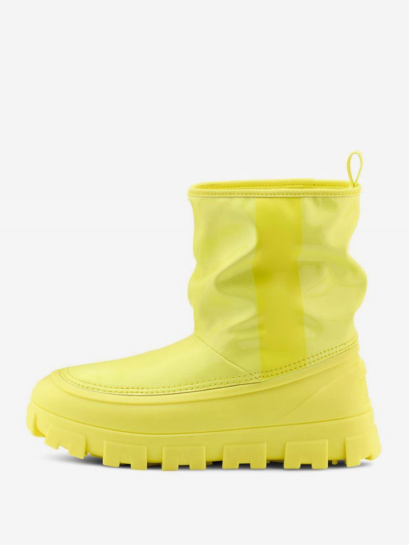 Botas Neve Pretas Femininas Com Bico Redondo E Inverno - Amarelo