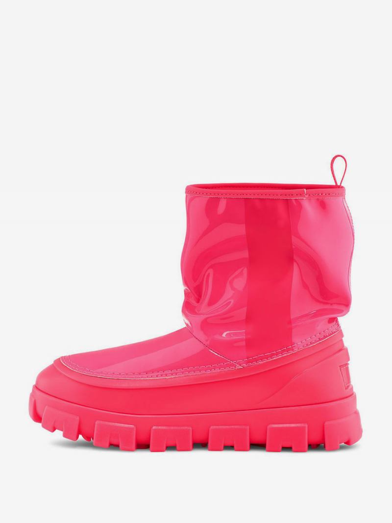 Botas Neve Pretas Femininas Com Bico Redondo E Inverno - Rosa