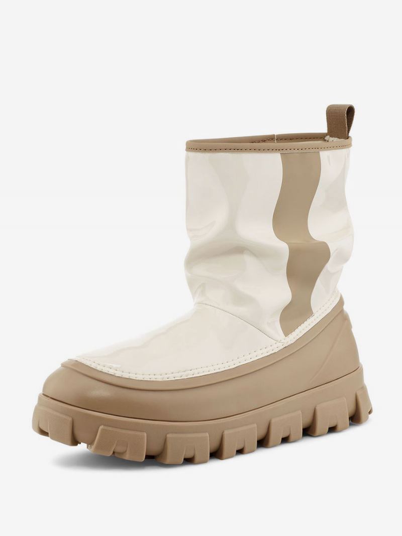 Botas Neve Pretas Femininas Com Bico Redondo E Inverno - Bege