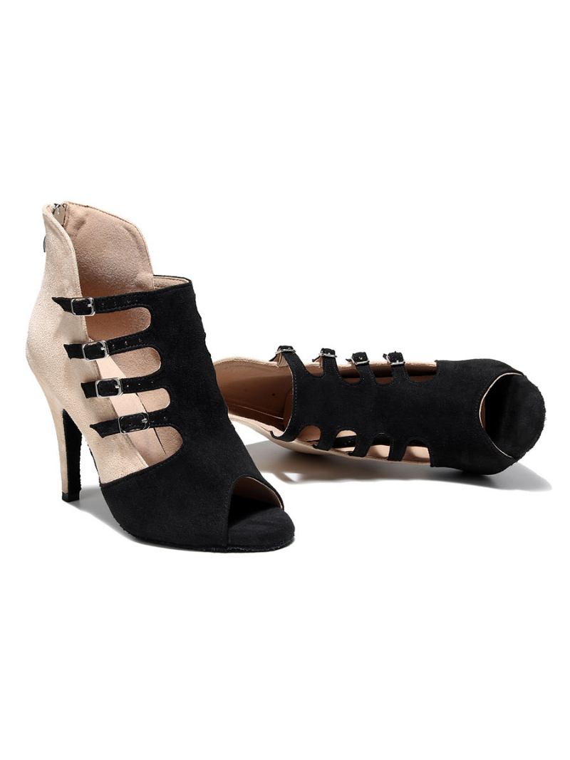 Mulheres Lace Up Mesh Botas Verão Stilettos Preto - Preto