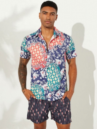 Camisa Casual Masculina Chique Estampada Camisas Masculinas Cianas