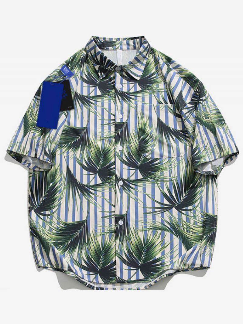 Camisa Casual Masculina Chique Estampada Luz Damasco Camisas Masculinas - Verde