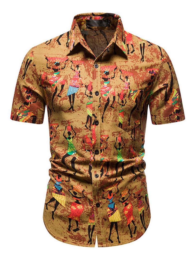 Camisa Casual Masculina Com Gola Aberta Arte Âmbar Camisas Masculinas