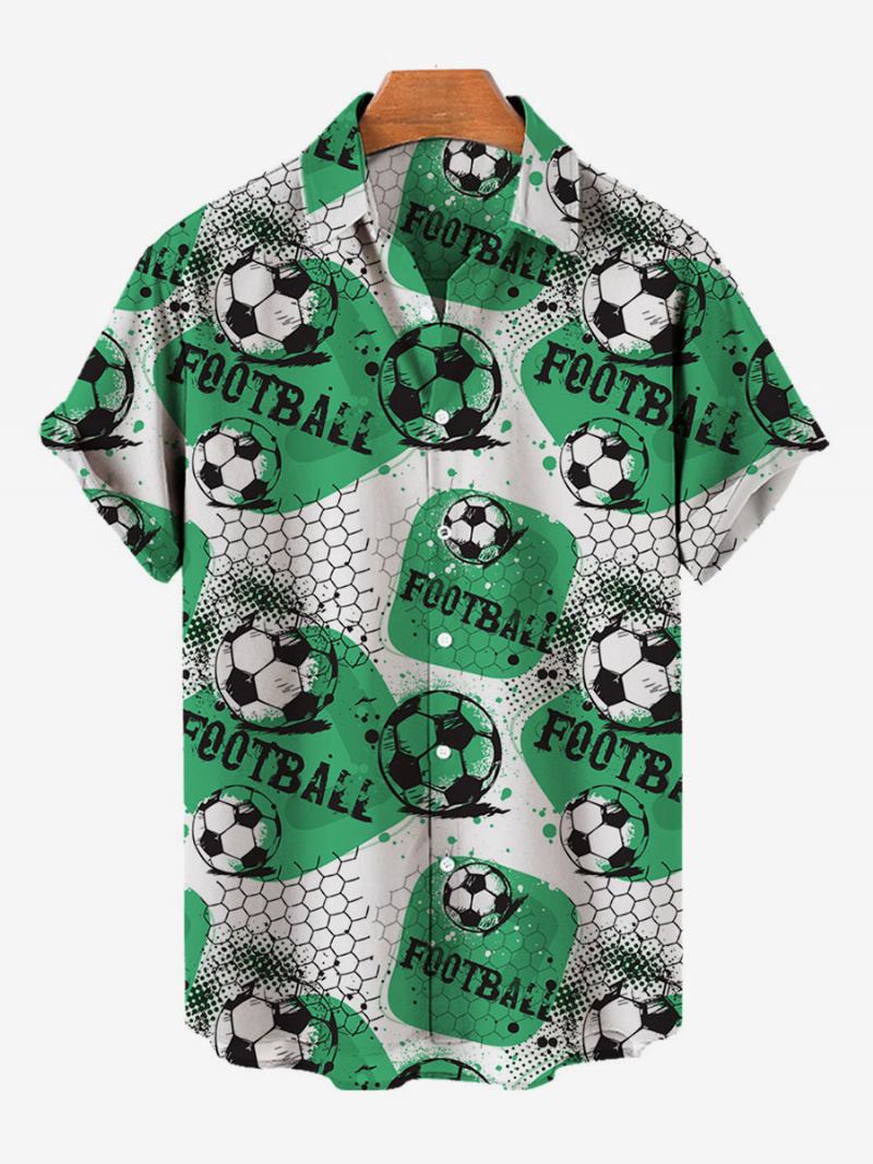 Camisa Casual Masculina Confortável Estampada Camisas Masculinas Amarelas - Verde