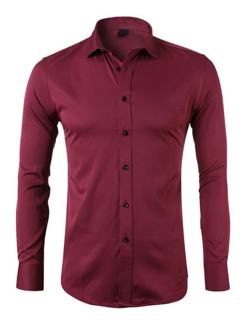 Camisa Casual Para Homens Com Gola Aberta Camisas Masculinas Brancas Removíveis - Borgonha