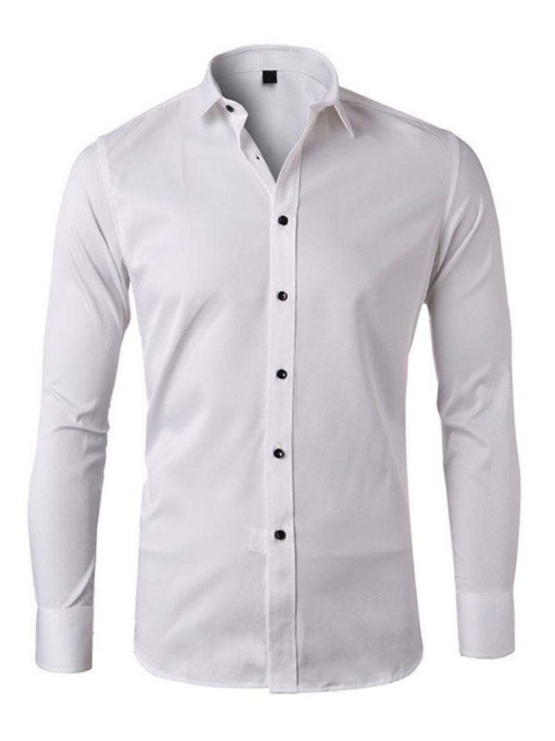 Camisa Casual Para Homens Com Gola Aberta Camisas Masculinas Brancas Removíveis - Branco