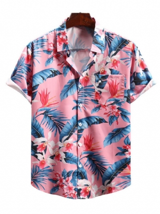 Camisa Casual Para Homens Com Gola Aberta Chique Estampada Camisas Masculinas Rosa