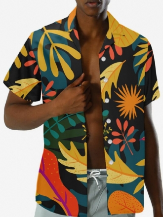 Camisa Masculina Manga Curta No Havaí Com Estampa Tropical Top Férias