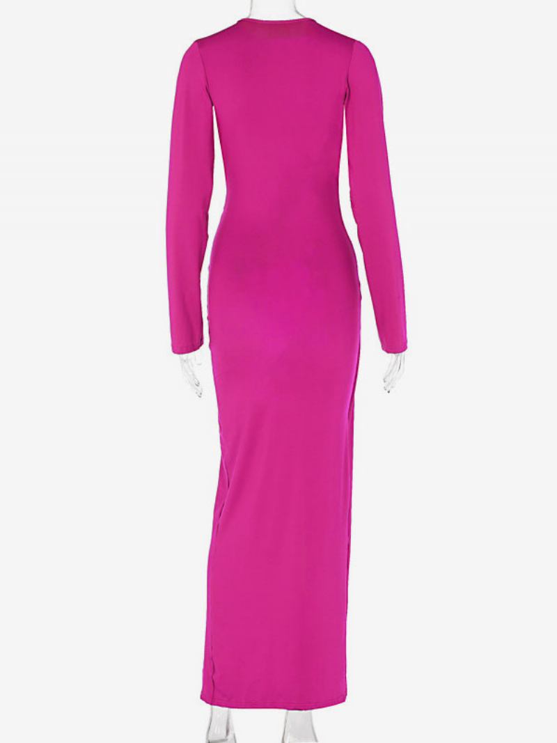 Vestidos Bodycon Femininos Com Fenda Alta Para Festa Sexy Vestido Maxi Bainha - Rosa