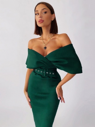 Vestidos Bodycon Femininos Verde Escuro Mangas Curtas Com Zíper Sexy Decote Em V Camadas Vestido Slim Fit Bainha