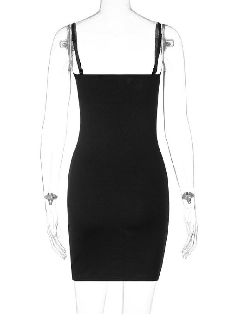 Vestidos Bodycon Pretos Femininos Aniversário Alças Pescoço Costas Nuas Sem Mangas Verão Vestido Lápis Casual - Preto