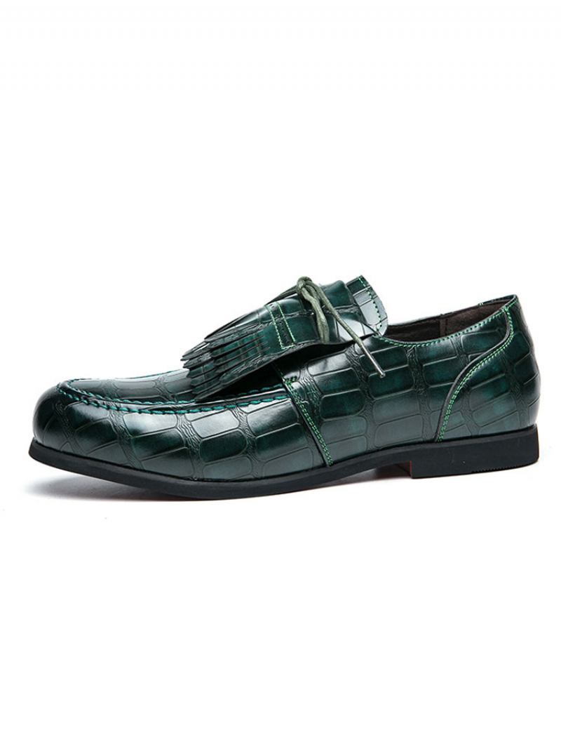 Mocassim Para Festa Casamento Sapatos Masculinos Couro Pu Com Fivela Mocassins Verdes Baixos - Verde