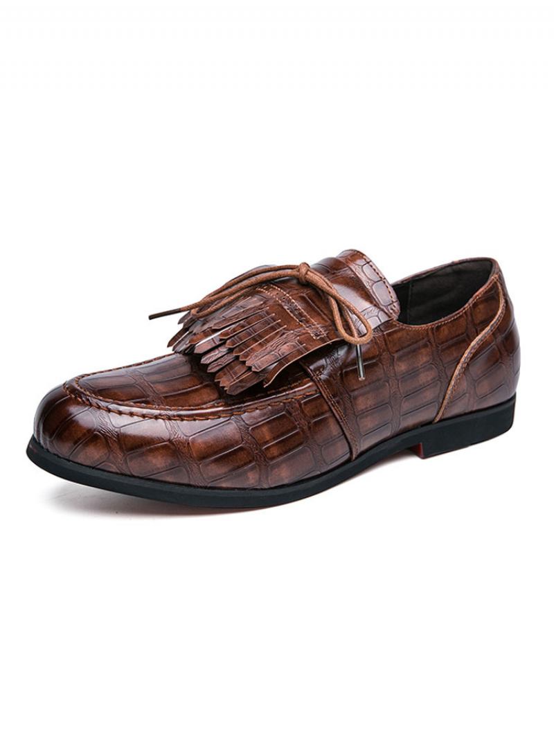 Mocassim Para Festa Casamento Sapatos Masculinos Couro Pu Com Fivela Mocassins Verdes Baixos - Castanho Café