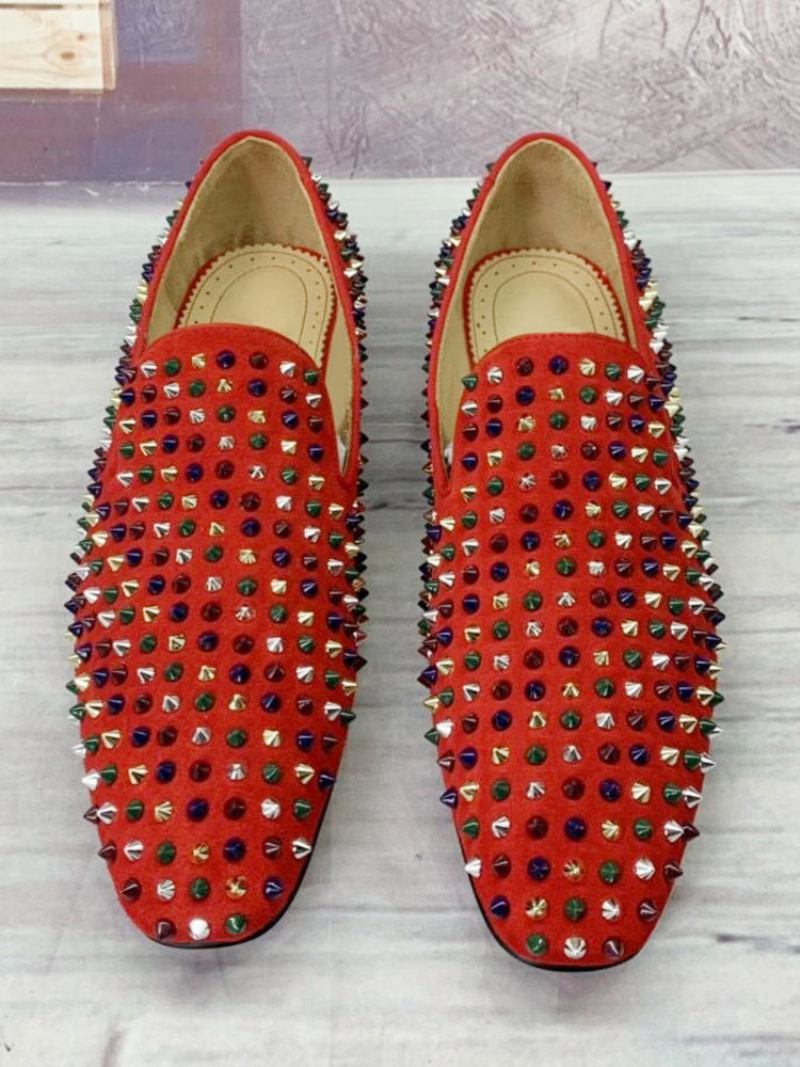 Mocassins Masculinos Bule Spike Sapatos Para Festa Formatura E Casamento - Vermelho 