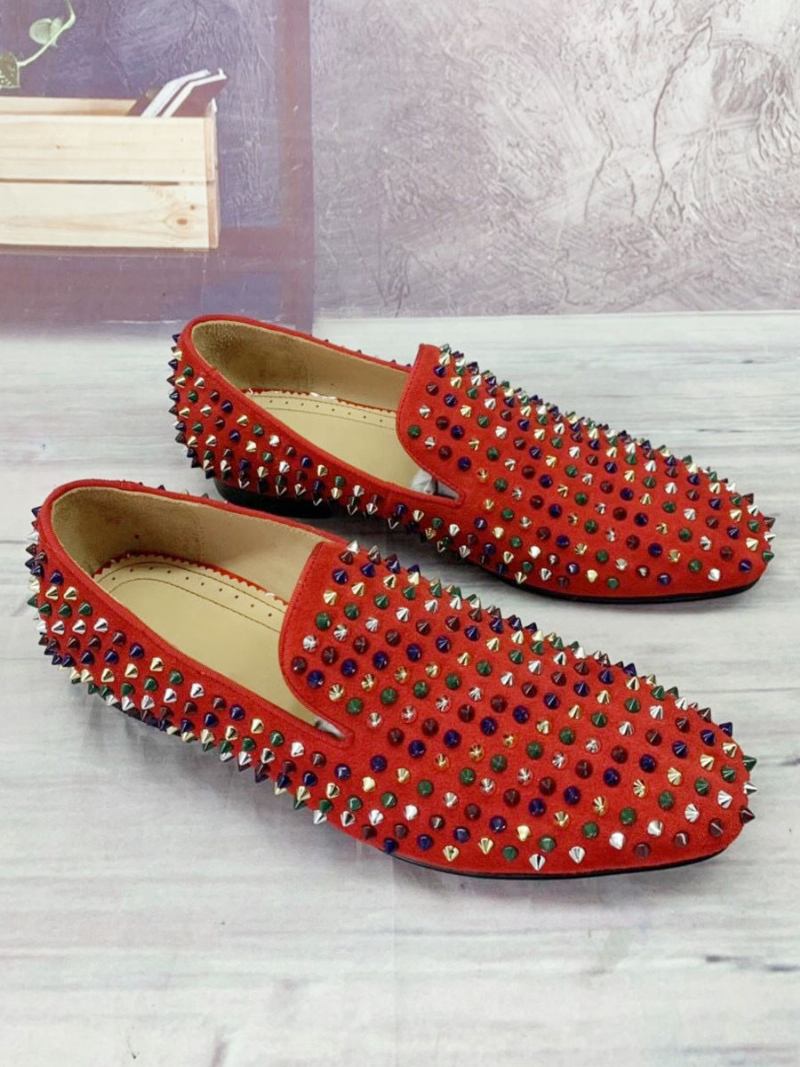 Mocassins Masculinos Bule Spike Sapatos Para Festa Formatura E Casamento - Vermelho 