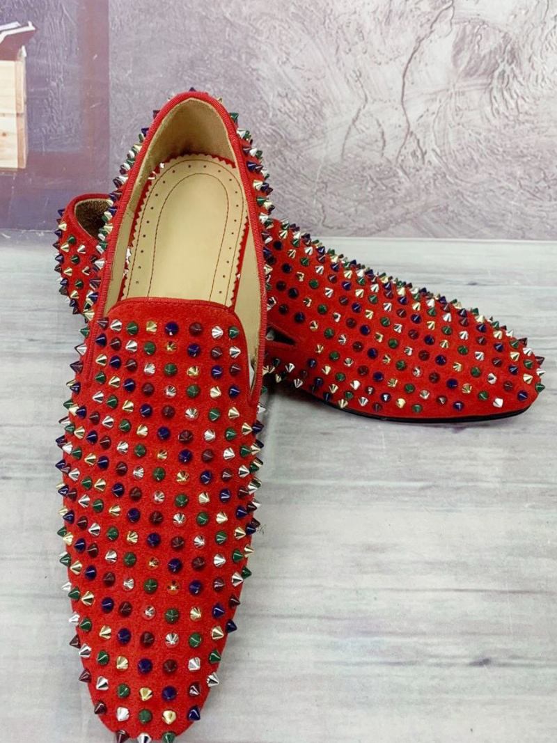 Mocassins Masculinos Bule Spike Sapatos Para Festa Formatura E Casamento - Vermelho 