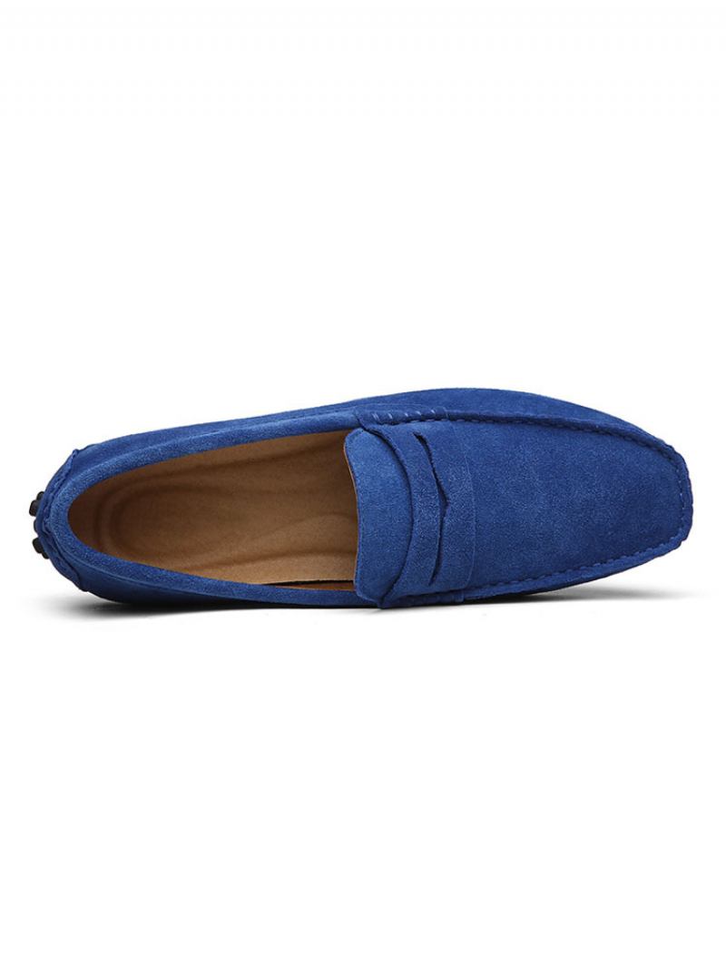 Mocassins Masculinos Camurça Sapatos Para Dirigir - Azul