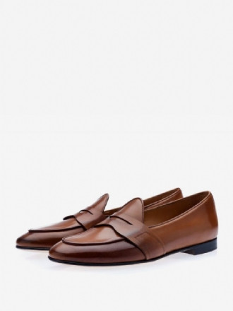 Mocassins Masculinos Slip-on Com Bico Redondo E Sapatos Noivo