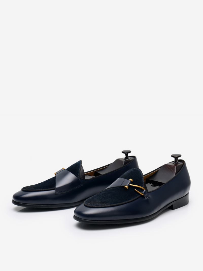 Sapatos Masculinos Couro Bovino Mne Mocassins Para Baile Casamento -  Azul Profundo 