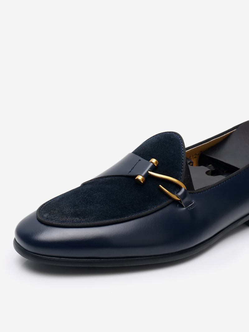 Sapatos Masculinos Couro Bovino Mne Mocassins Para Baile Casamento -  Azul Profundo 