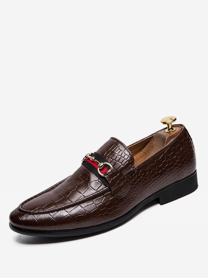 Sapatos Masculinos Mocassins Para Festa Baile Casamento Pretos Com Estampa Lagarto Formatura - Café Marrom