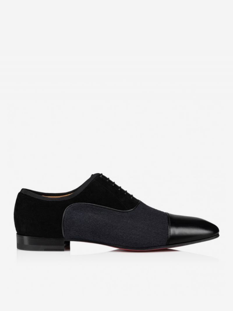 Sapatos Mocassins Masculinos Bico Redondo Couro Pu Baile Casamento Oxford - Preto