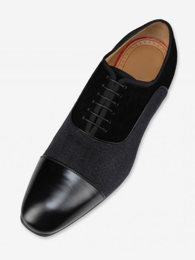 Sapatos Mocassins Masculinos Bico Redondo Couro Pu Baile Casamento Oxford - Preto