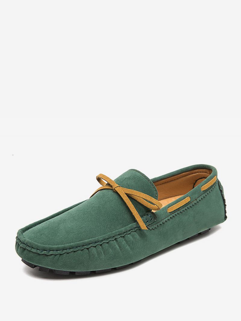 Sapatos Mocassins Masculinos Camurça Slip-on Para Dirigir - Verde Grama