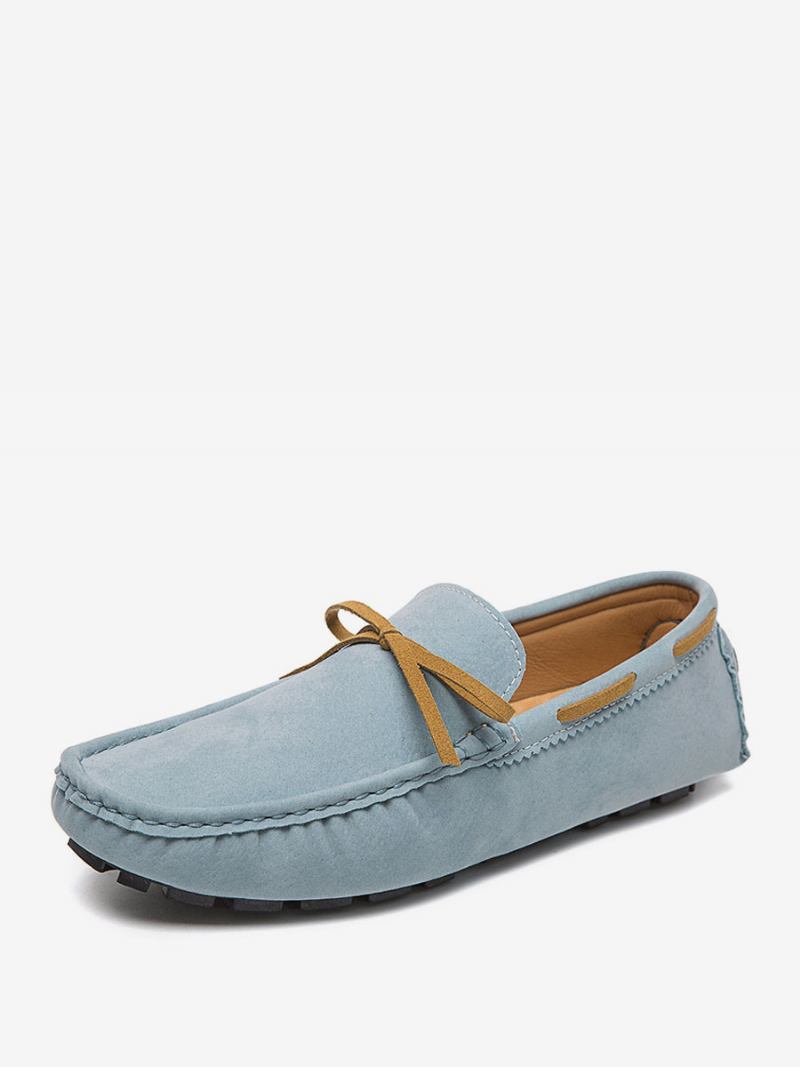 Sapatos Mocassins Masculinos Camurça Slip-on Para Dirigir - Azul Céu Claro