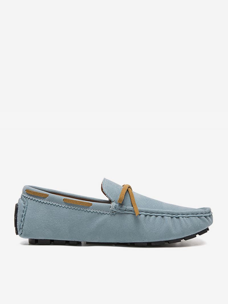 Sapatos Mocassins Masculinos Camurça Slip-on Para Dirigir - Azul Céu Claro