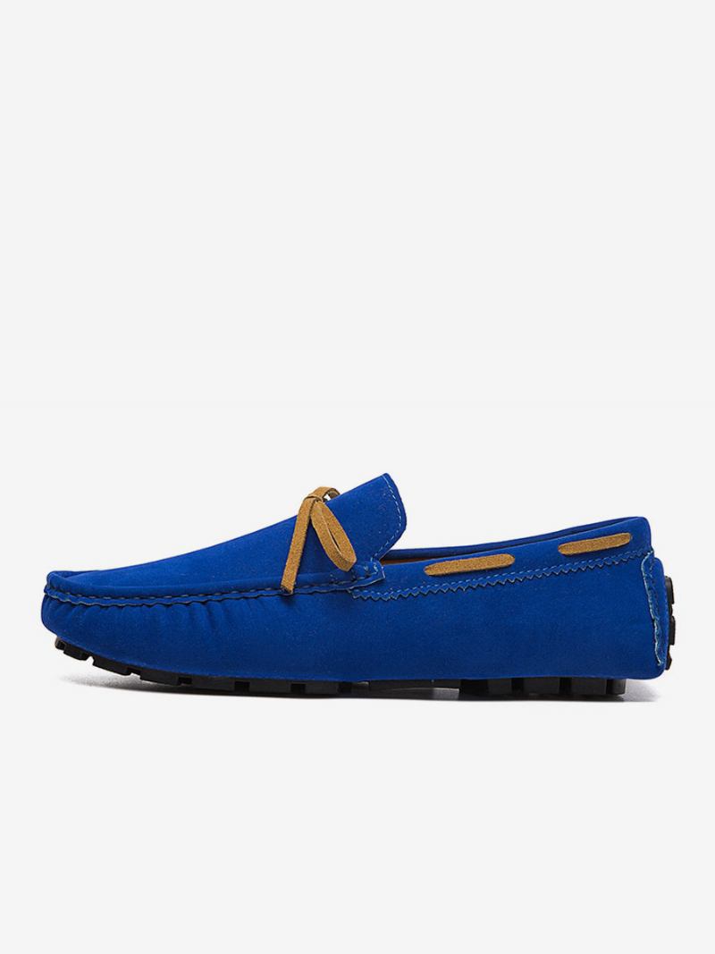 Sapatos Mocassins Masculinos Camurça Slip-on Para Dirigir - Azul Royal