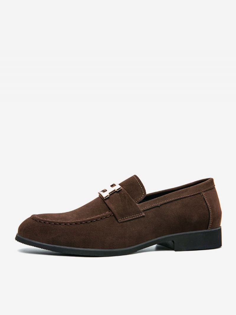 Sapatos Mocassins Masculinos Couro Pu Com Alça Monge Slip-on Festa Baile - Café Marrom