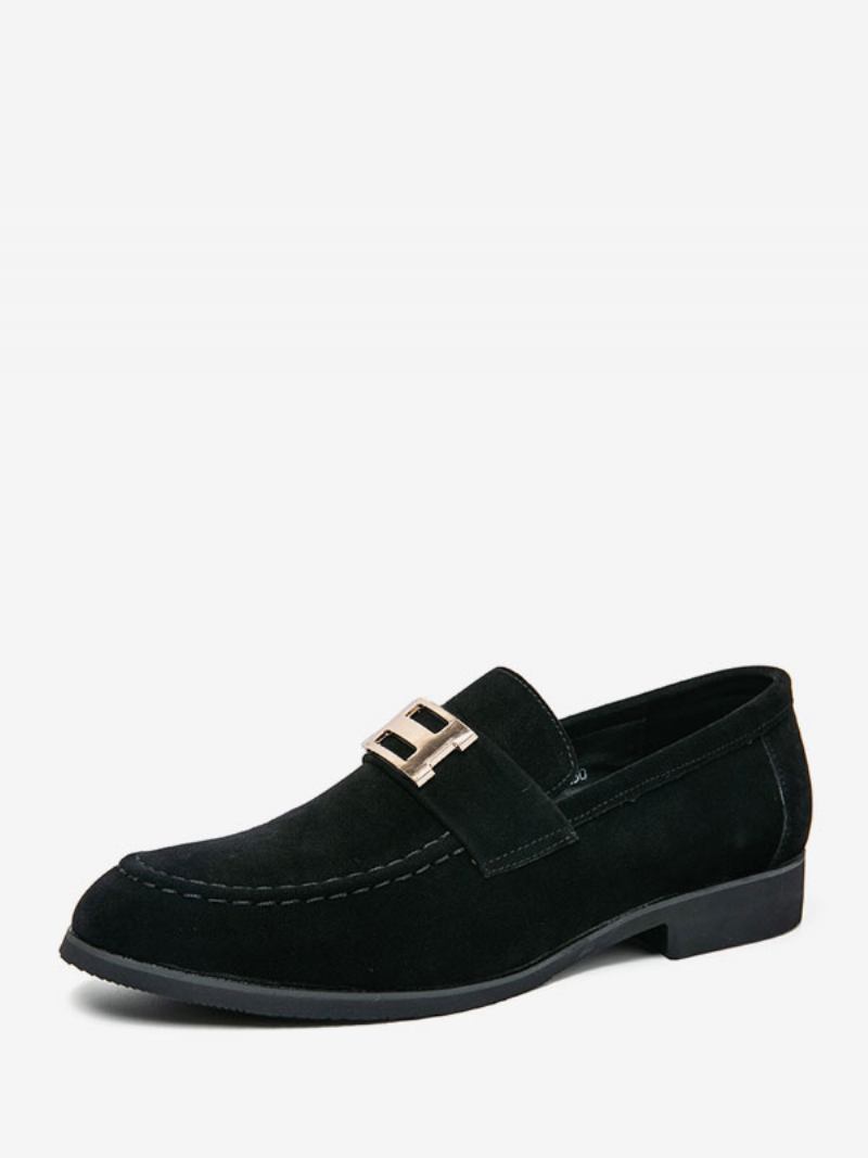 Sapatos Mocassins Masculinos Couro Pu Com Alça Monge Slip-on Festa Baile - Preto