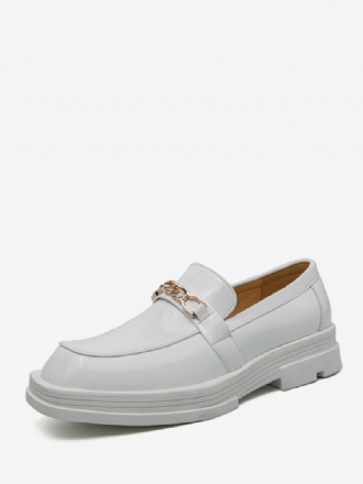 Sapatos Mocassins Masculinos Couro Pu Com Detalhes Metal Slip-on