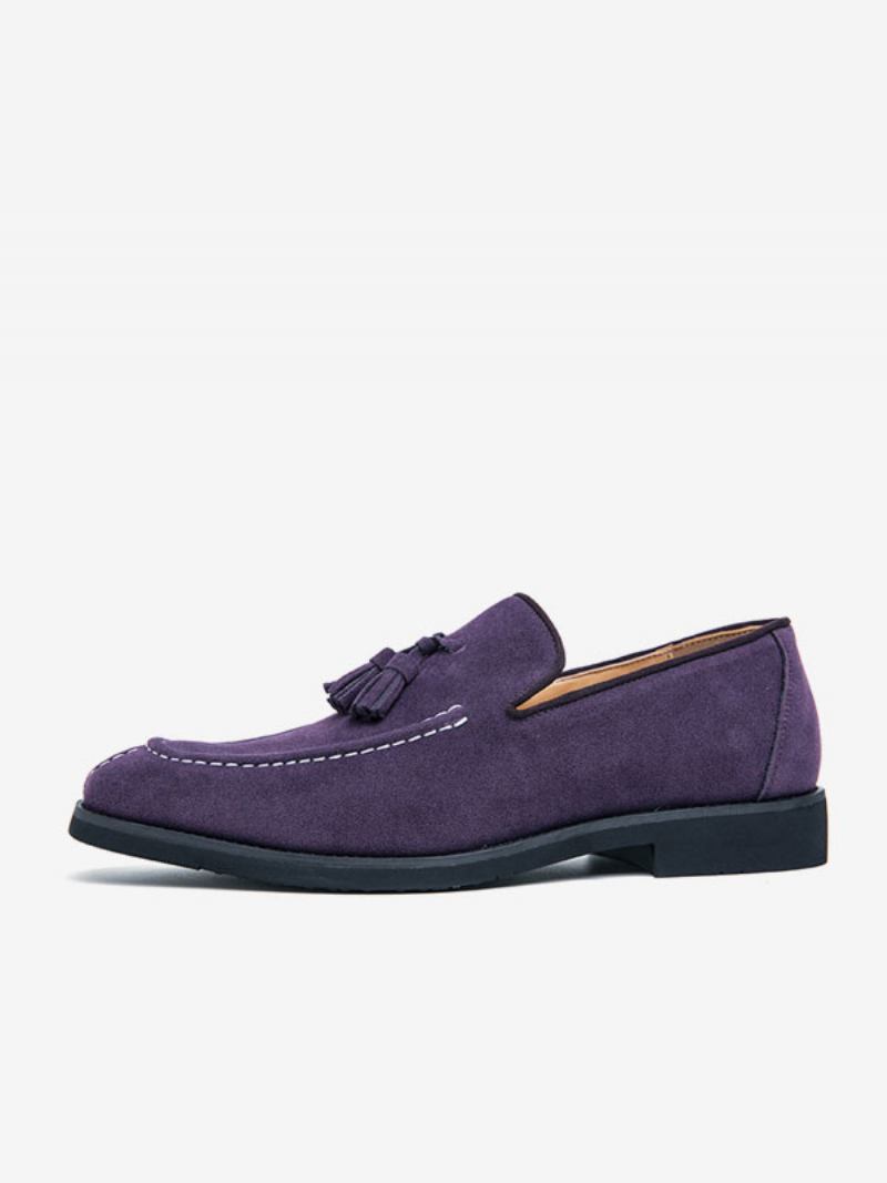 Sapatos Mocassins Masculinos Couro Pu Com Tira Monge E Festa Baile - Roxo 